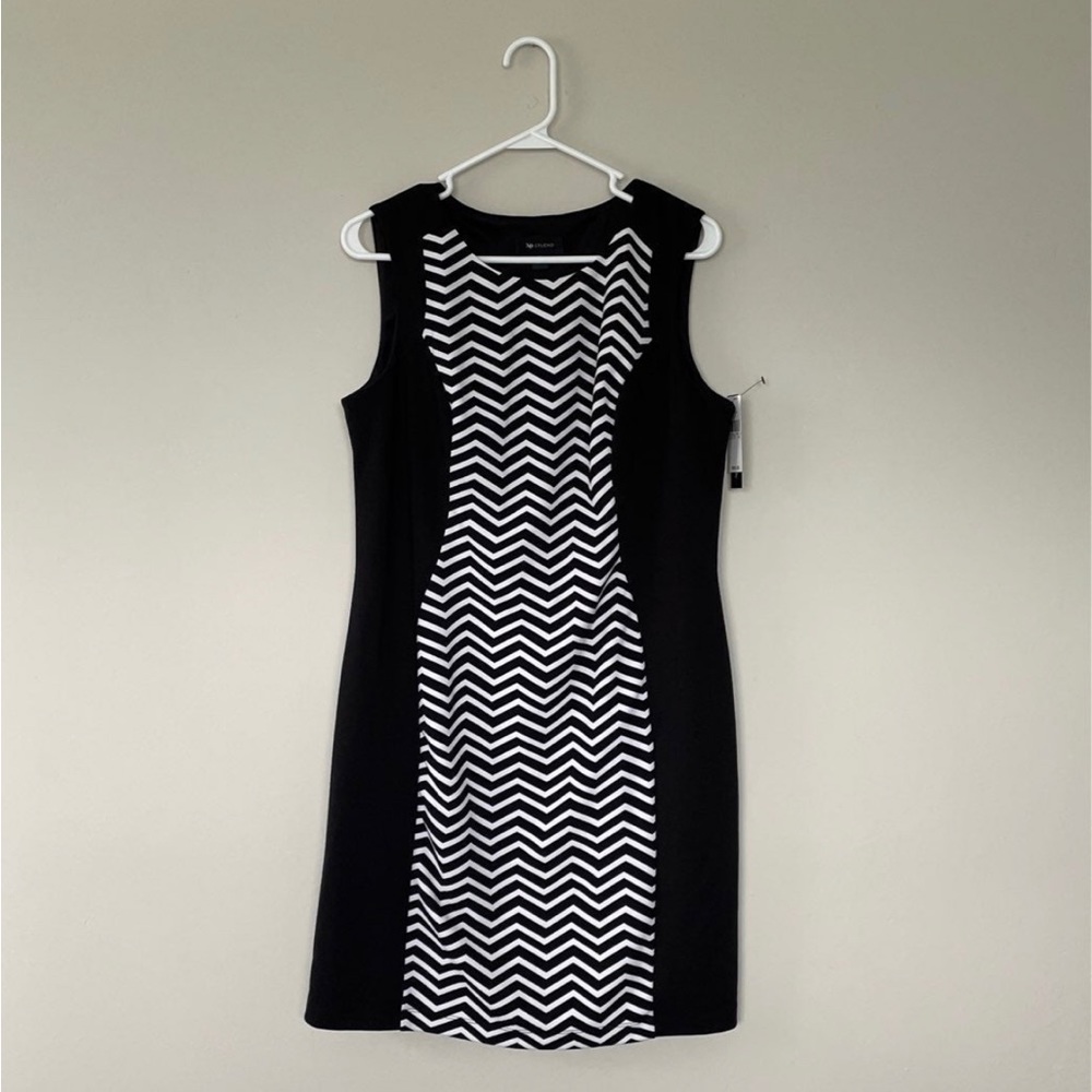 Black and white sleeveless dress